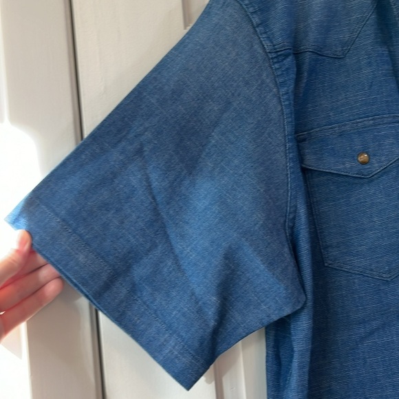 NWOT Wrangler Denim Button Down Tiger Eye Snap Shirt - Size XL - Picture 6 of 11